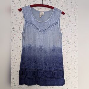 💙 Studio West Apparel PXL Women's Blue Sleeveless Top 100% Rayon